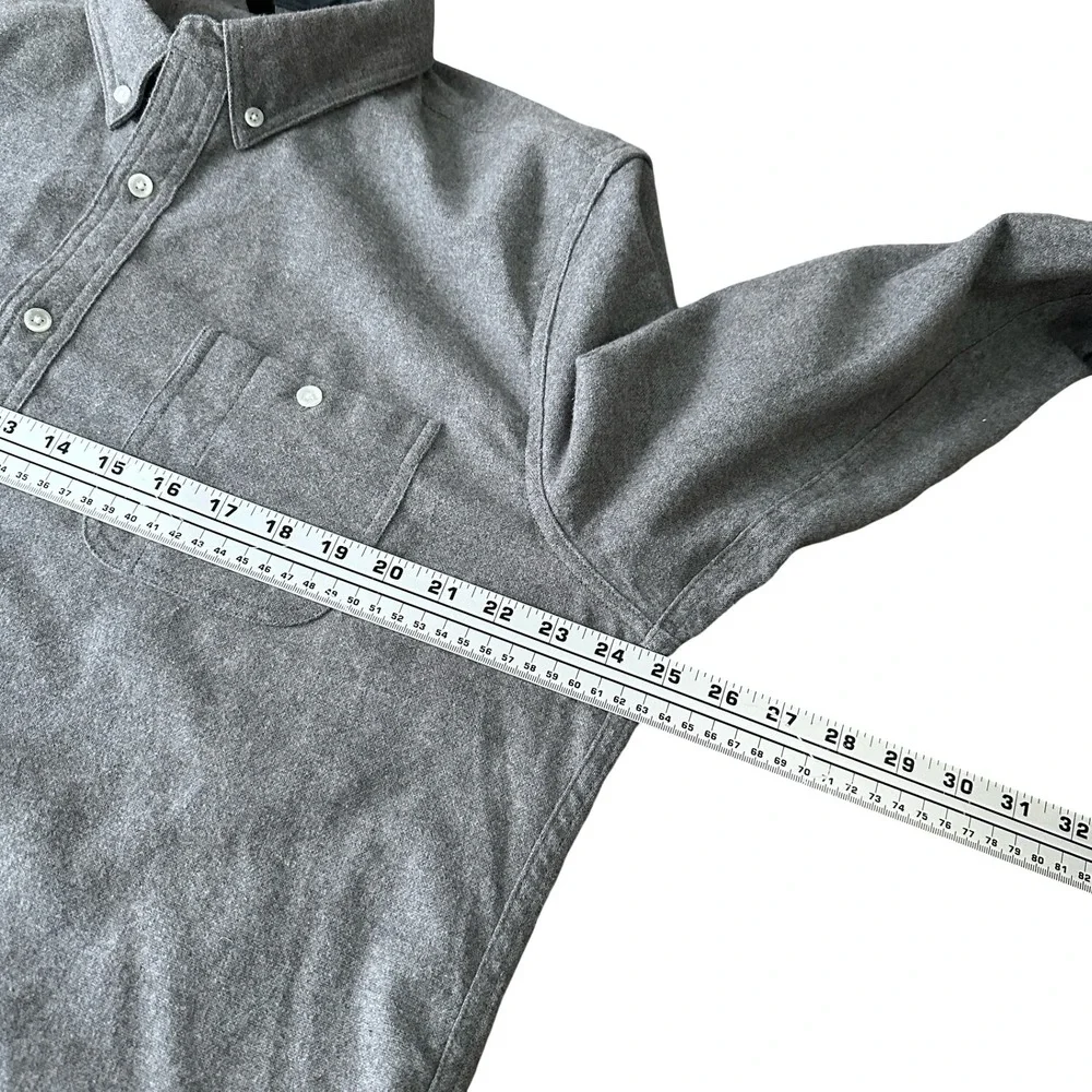 J. Crew Mens XL‎ Gray Cotton Wool Elbow Patch Button Flannel Shirt Long Sleeve